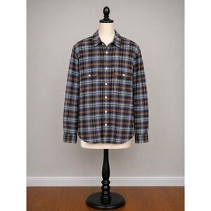 New Levi's Plaid Flannel Shirt Mens Medium Vintage Grunge‎ Workwear Blue Brown